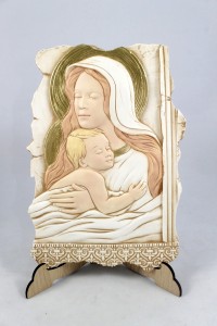 Quadro in pietra Madonna con bambino reperto 17x25